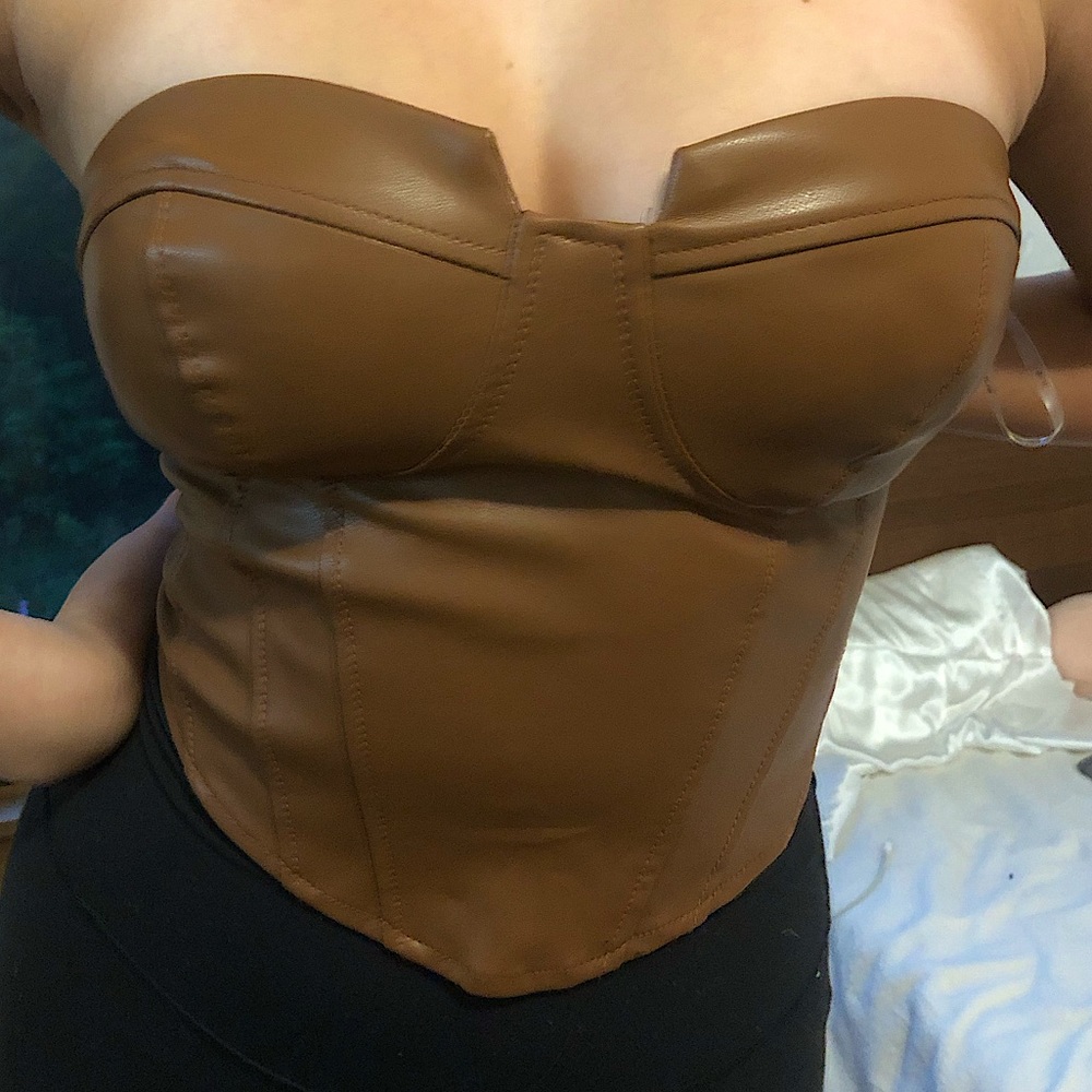 Brown Large Strapless Corset-Ish Top